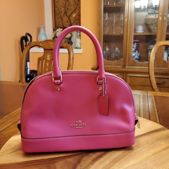 NWT Coach F57555 Mini Sierra Satchel Smooth Leather Bright Fuchsia - Picture 1 of 16